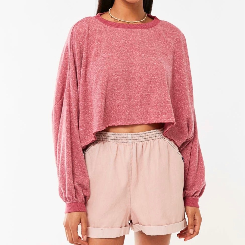 UO Out From Under pink tri-blend cropped sweatshirt